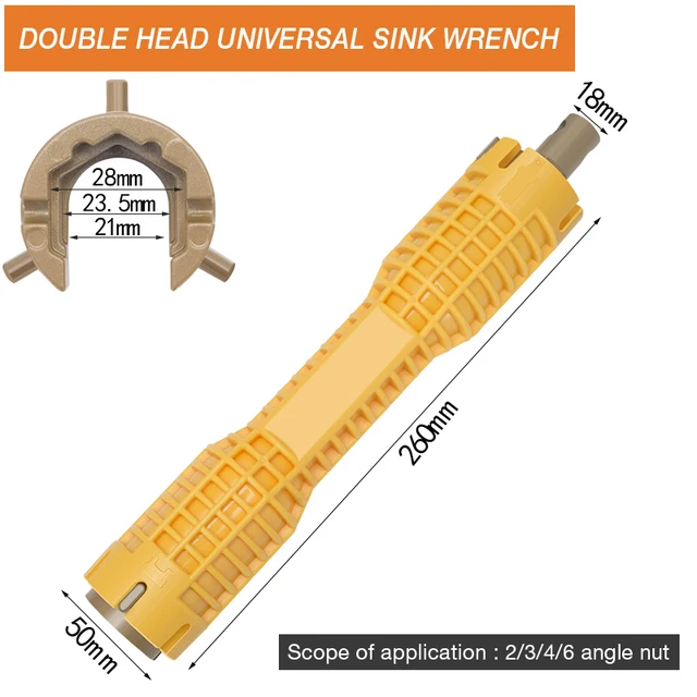 DTBD Multi-function Short Handle Universal Wrench Large Opening Bathroom Pipe Wrench  Adjustable Aluminum Alloy Repair Tool Mul Double Head 1