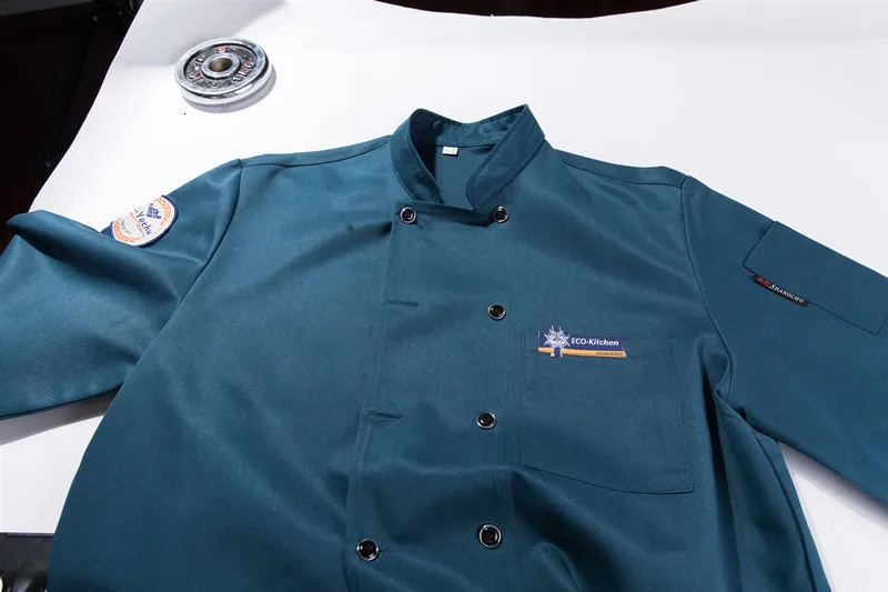 Унисекс длинный рукав униформа для повара отеля ресторанная кухня готовка рубашка кафе пекарня барбекю бар Парикмахерская двубортная Рабочая одежда