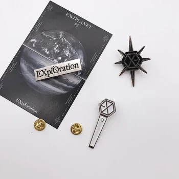 

EXO Exploration Exquisite Concert Badges Brooches Pins Bag Accessories Kpop Bag Tie Jewelry Clothing Symbols Metal Enamel Pins