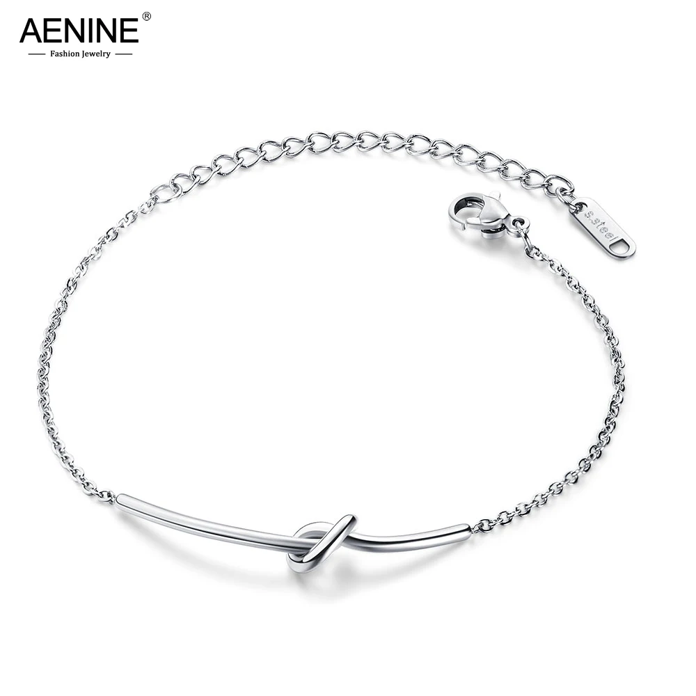 AENINE, титановые, нержавеющая сталь, завязанные, браслеты с подвесками для женщин, розовое золото, Богемия, Пляжная цепь и звено, браслет, ювелирные изделия, AOGS1036