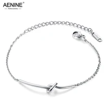 AENINE, титановые, нержавеющая сталь, завязанные, браслеты с подвесками для женщин, розовое золото, Богемия, Пляжная цепь и звено, браслет, ювелирные изделия, AOGS1036