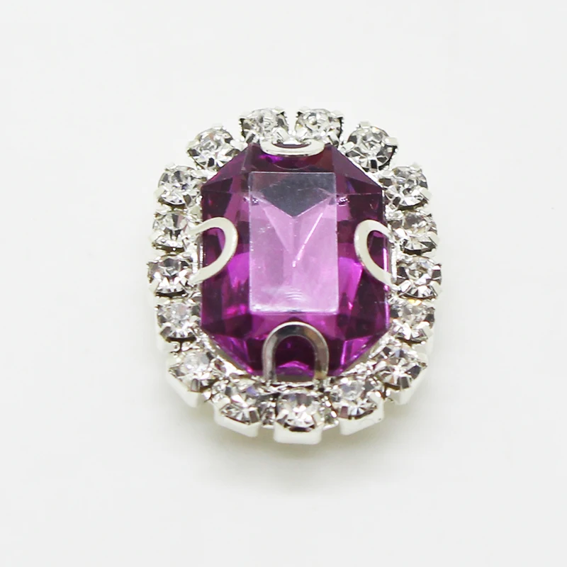 27 Fuchsia Стиль, 10 шт., прямоугольные Стразы Arc, акриловые пуговицы для одежды, поделки своими руками, декоративные изделия для шитья, металлические аксессуары, 20*15 мм - Цвет: 27 Fuchsia