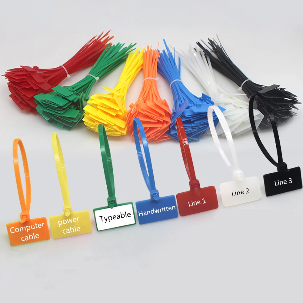 100X Colourful Nylon Self-Locking Label Tie Network Cable Marker Wire Stc9WIX&VF 