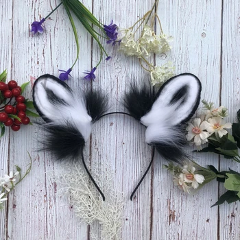 

New Hand Work Animal Black While Color Lovely zebra Ears Hairhoop Headwear Kc Lolita Cosplay Game Party Costume Accessories