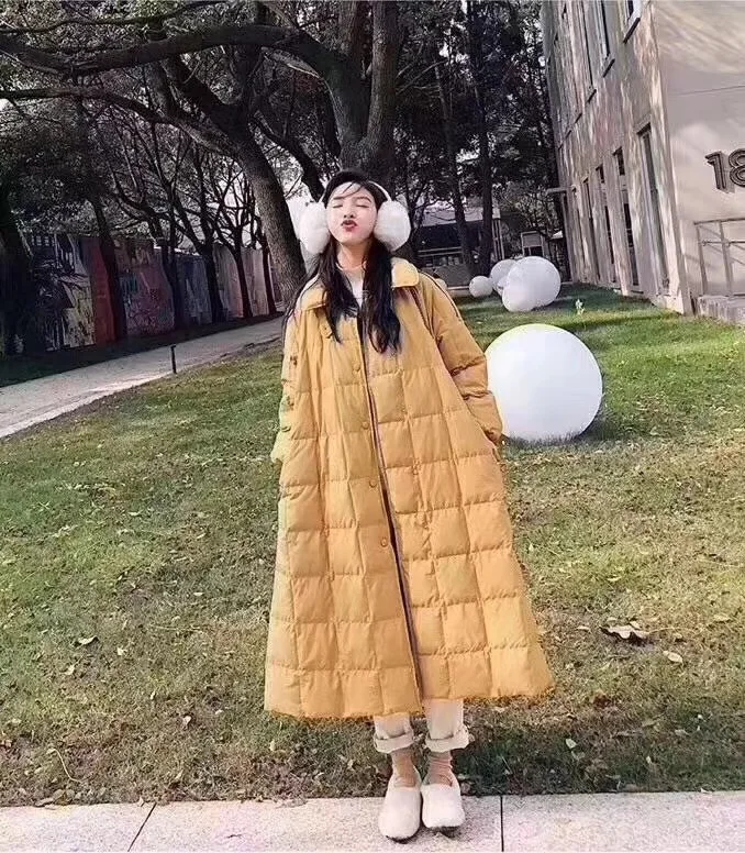 Хепберн ветер-Южная Корея Dongdaemun одеяло большой подол длинный над-колено вниз куртка талия обнимает осень и зима теплое пальто F