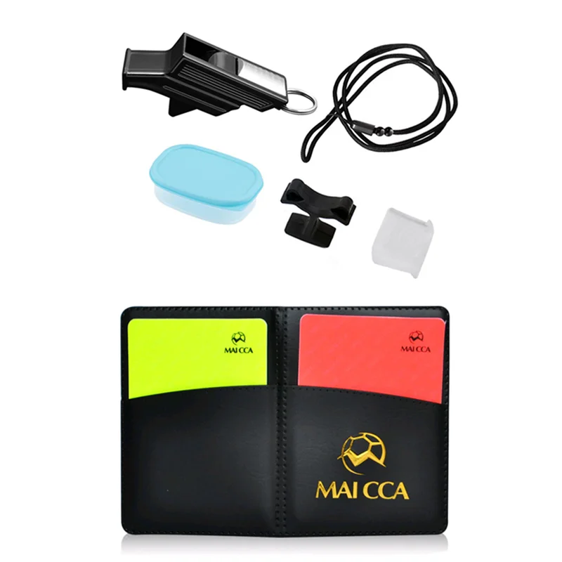 Soccer referee cards referee whistles MAICCA Referee Equipment Soccer referee whistle Cards Football Pencil Notebook Football Champion Pick Edge Finder Coin