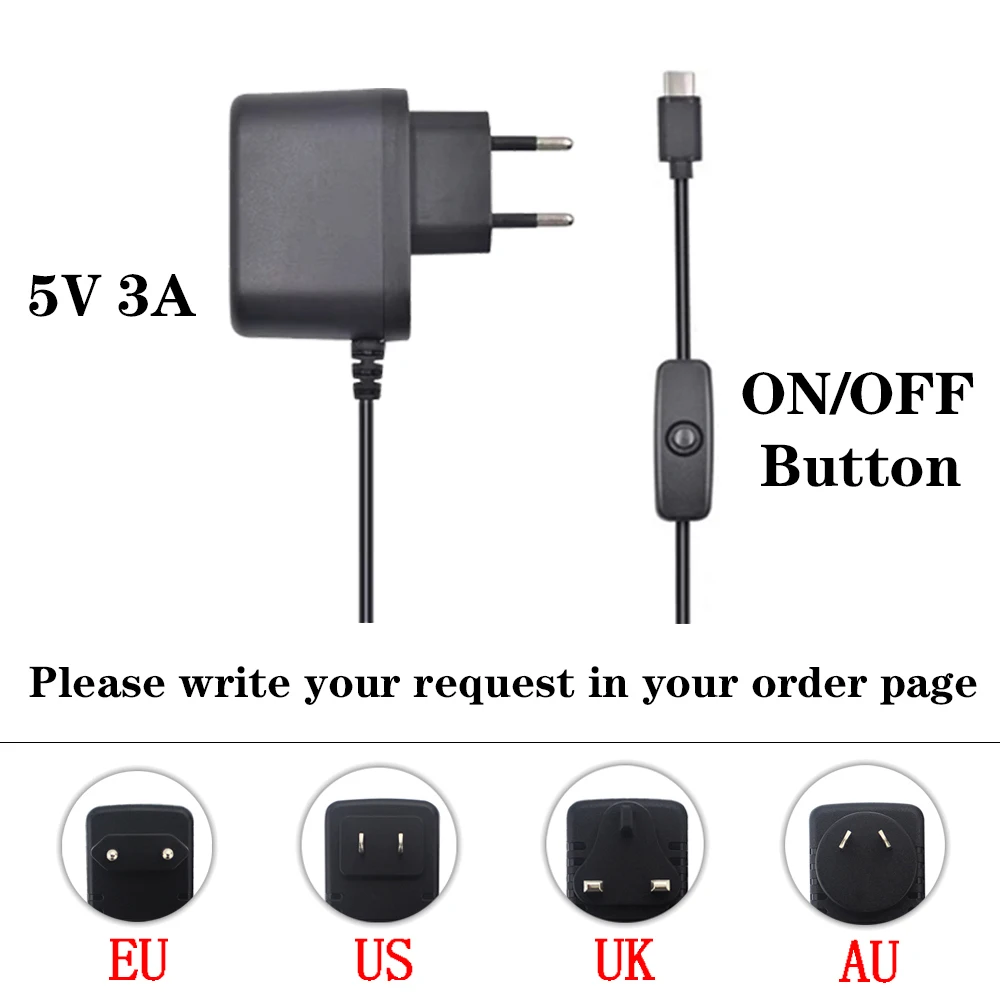  Original Raspberry Pi 4 2GB 4GB RAM + Aluminum Case 3A Power Supply Adapter Micro HDMI Cable for Ra
