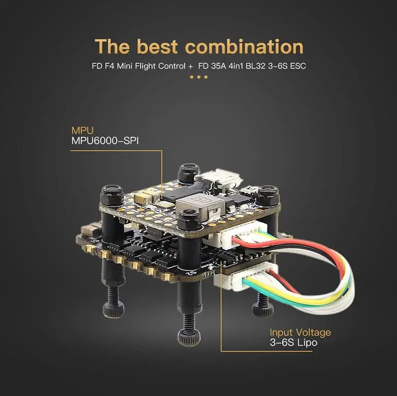 HGLRC FD435 стек FD F4 мини Контроллер полета 35A Blheli_32 3-6S 4 в 1 ESC 20x20 мм для радиоуправляемого дрона FPV гоночные мультироторные детали