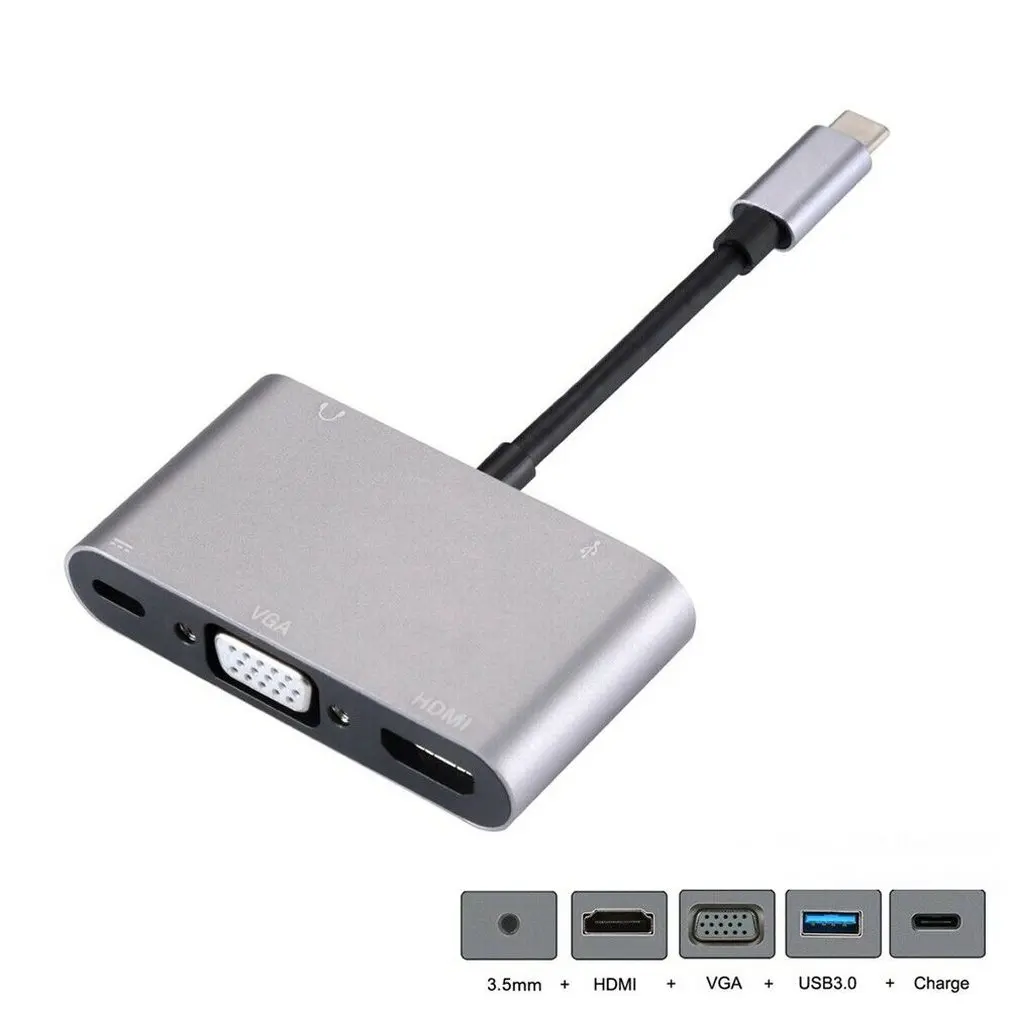 Портативный размер HDMI VGA USB3.0 OTG Женский зарядное устройство аудио-USB-C USB 3,1 type C OTG адаптер конвертер
