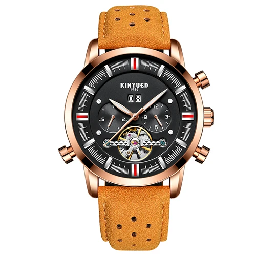 

KINYUED Top Brand Luxury Mens Watches Automatic Mechanical Tourbillon Luminous Watch Men Waterproof Male Clock Relogio Masculino