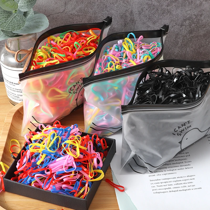 500Pcs/ Pack Girl Colorful Small Rubber Bands Disposable Hair Bands Ponytail Elastic Headband Girl Cute Fashion Hair Accessories