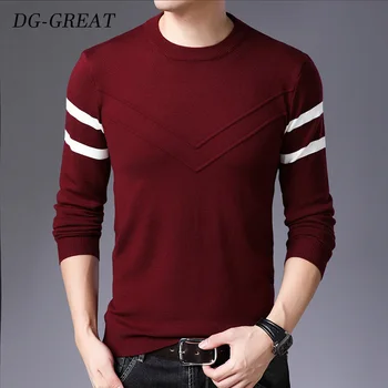 

Autumn Winter Style Men Sweater Patchwork Slim Pullover O-neck Sweater Youth Trend Simple Casual Sweater Men Pullovers Plus Size