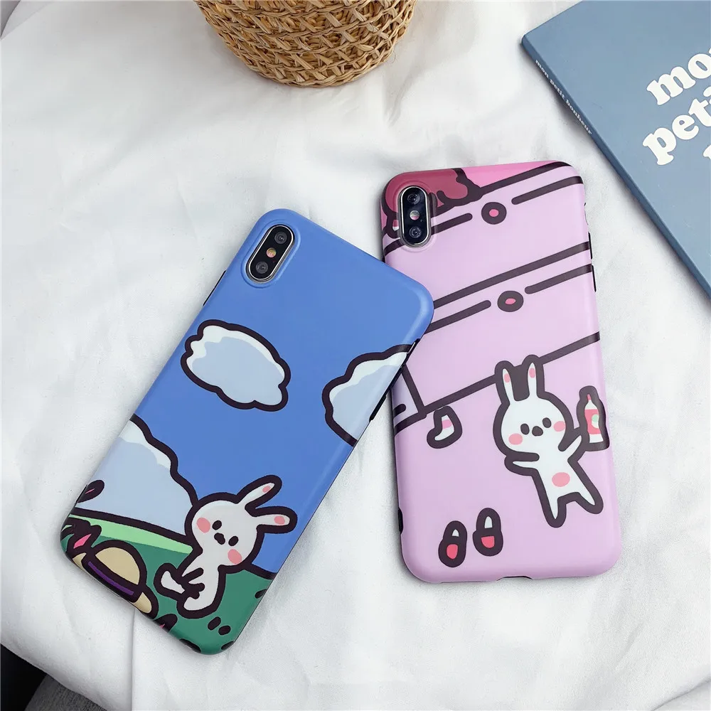 Защитный чехол с милым кроликом для iphone 6, 7, 8/6, 7, 8 plus/11pro, Maxx, xs, xr, xs, max, гладкий, анти-осенний, мягкий чехол, чехол для телефона