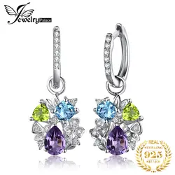 JewelryPalace 2ct натуральная аметист перидот Небесно голубой топаз длинные висячие серьги 925 пробы серебро для новинки женщин Лидер продаж