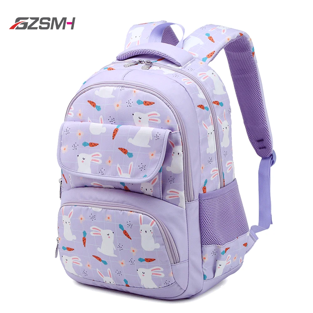 School-Bags Backpacks University Rabbit-Printing Purple Kawaii-Bag Waterproof Students