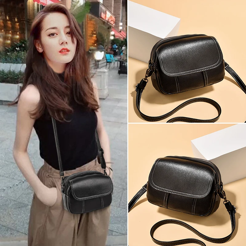 

Mini small bag female 2020 new fashion retro simple wild small round bag shoulder slung soft leather handbag