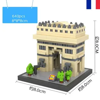 

World famous architecture micro diamond block France paris Triumphal Arch bulding bricks model nanobricks toys collection