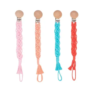 

4 Colors Simple Crochet Baby Infant Toddler Dummy Pacifier Soother Nipple Clip Chain Holder Strap F3ME