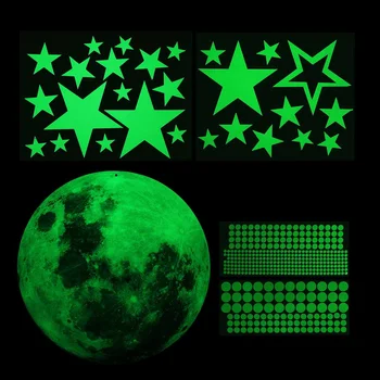 

435Pcs/Set Luminous Moon Dots Stars Cartoon DIY Wall Stickers for Kids Room Bedroom Glow In The Dark Wall Sticker