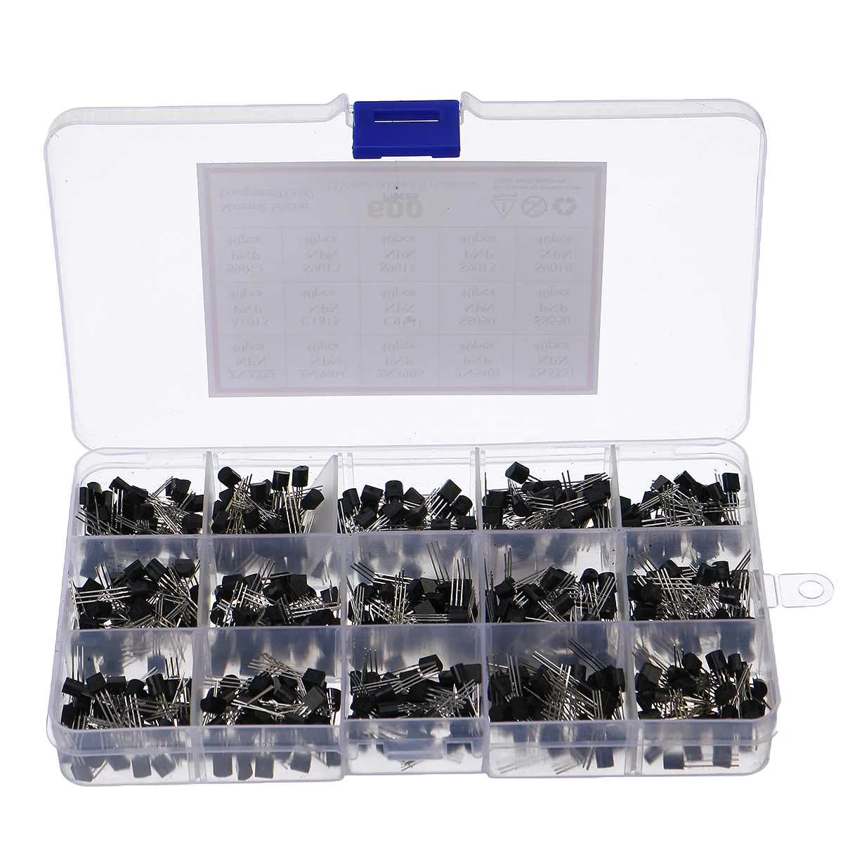 600Pcs 15 Types Silicon In-line NPN / PNP TO-92 Transistor Assortment Kit Pack Electronic Components & Supplies Active Component