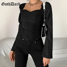 Best Price Goth Dark Gothic Patchwork Black Long Sleeve T-shirts Punk Style Square Neck Bodycon Women Autumn Crop Tops Fashion Streetwear Best Price Goth Dark Gothic Patchwork Black Long Sleeve T-shirts Punk Style Square Neck Bodycon Women Autumn Crop Tops Fashion Streetwear