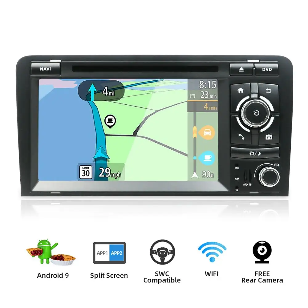 

Octa Core 2 din Android 9.0 For Audi A3 2003 2004 2005 2006 2007 2008 2009 2010 2011 Wifi SWC GPS Navi Car DVD Radio 4G OBD DAB