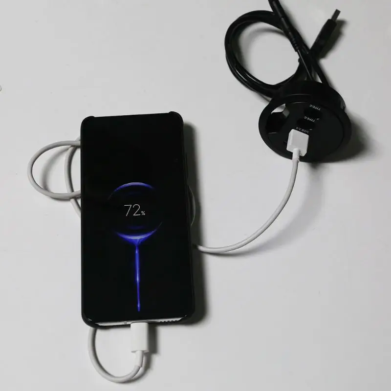 EU US Mounting In-Desk 4 Ports USB 3.0 USB C Type C Hub Power Adapter Multi Splitter for PC Laptop Computer Cellphone Tablet