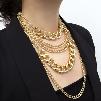 

2020 Spring Femlae Metal Multilayer Necklace Fashion Trendy Long Necklace Tassel Alloy Collier Women New Design Choker ZK550