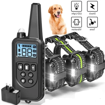 

Rechargeable Waterproof Electronic Dog Training Collar Stop Barking LCD Display 800m Remote Electronic Shock Training Collars