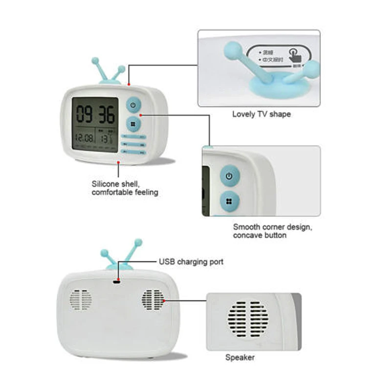 Температура DC 5V цифровые мультфифункциональные часы дисплей мультфильм прикроватная Студенческая Подсветка USB