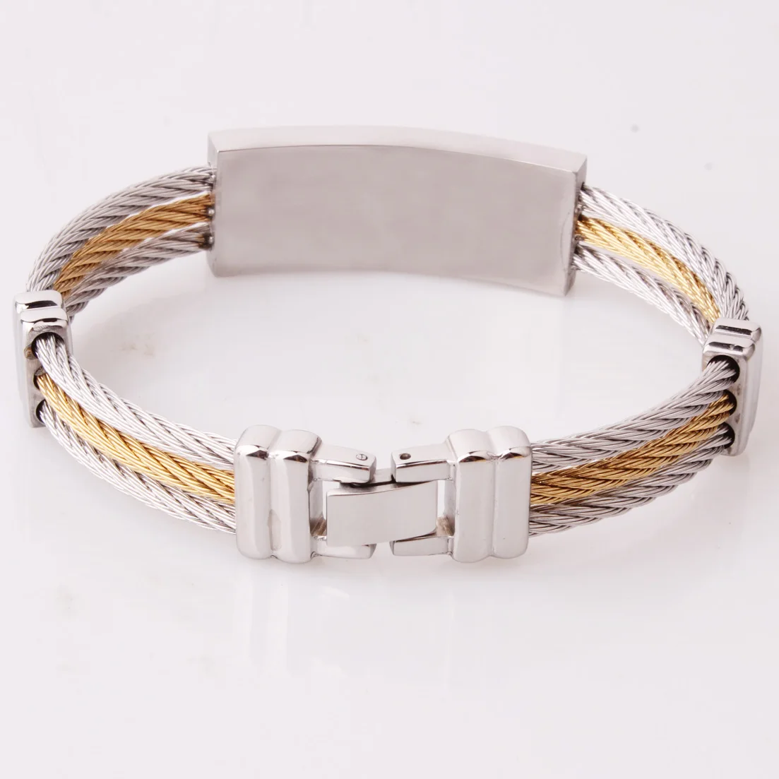 Punk 3Rows Wire Chain Stainless Steel Bracelet For Men Bangle Engraved Cross Bible Religion Christ Prayer Male Women Jewelry