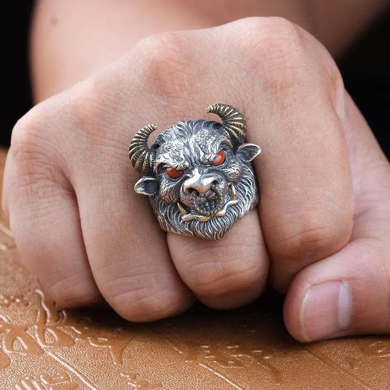Bull Head Ring ring set gold color rings couples rings stainless steel ring tibetan silver rings signet ring finger watch ring finger ring gold color ring chain ring half face ring amethyst zirconia ring silver ring opening ring fidget spinner ring sparkling heart ring tungsten ring adjustable rings zircon crystal ring wedding rings moissanite diamond ring color change ring wedding ring ceramic ring animal ring For Men