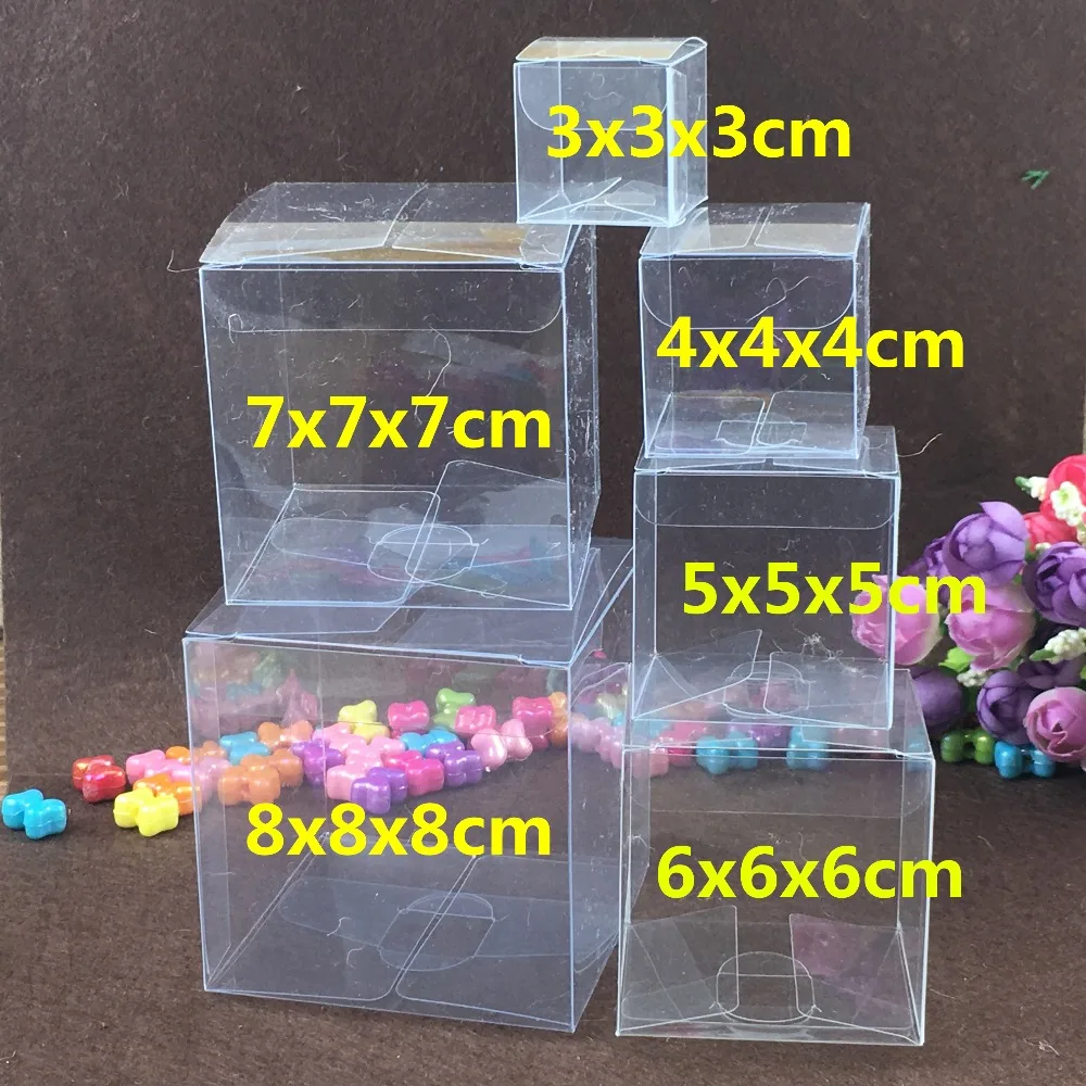 

50pcs/lot Clear PVC Favor Boxes Paper Chocolate Boxes Party Gifts Packaging Box