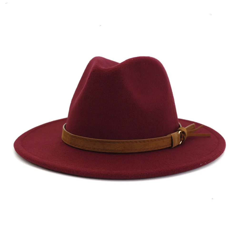 Женская Шляпа Fedora с пряжкой на ремне, винтажная Шляпа Fedora с широкими полями и пряжкой на ремне
