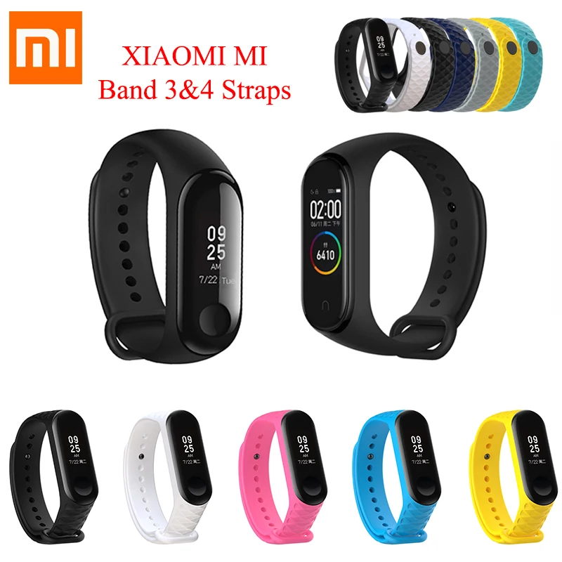 Силиконовый браслет mi band 3 и 4 для оригинальной Xiaomi Band 3/4 ремешок Сменный