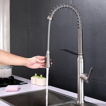 

Stainless Steel Pull-down Type Kitchen Faucet Kitchen Sink Single Lever Handle Water Tap
