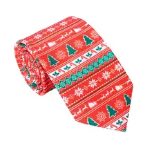 Men Christmas Neckties Novelty Cute Xmas Tree Printed Holiday Party Fun Ties A69C