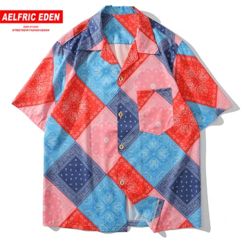 

Aelfric Eden Geometric Lattice Printing Hip Hop Shirt 2020 Summer Streetwear Hawaii Oversized Short Sleeve Harujuku Beach Shirts