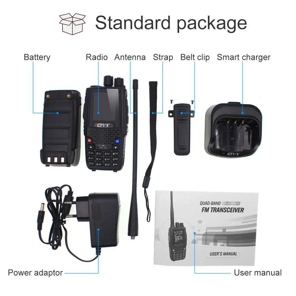 QYT KT 8R Walkie Talkie 5W 3200mAh Quad Band Handheld amate Radio Station intercom KT8R Color Display FM transceiver|Рации| |