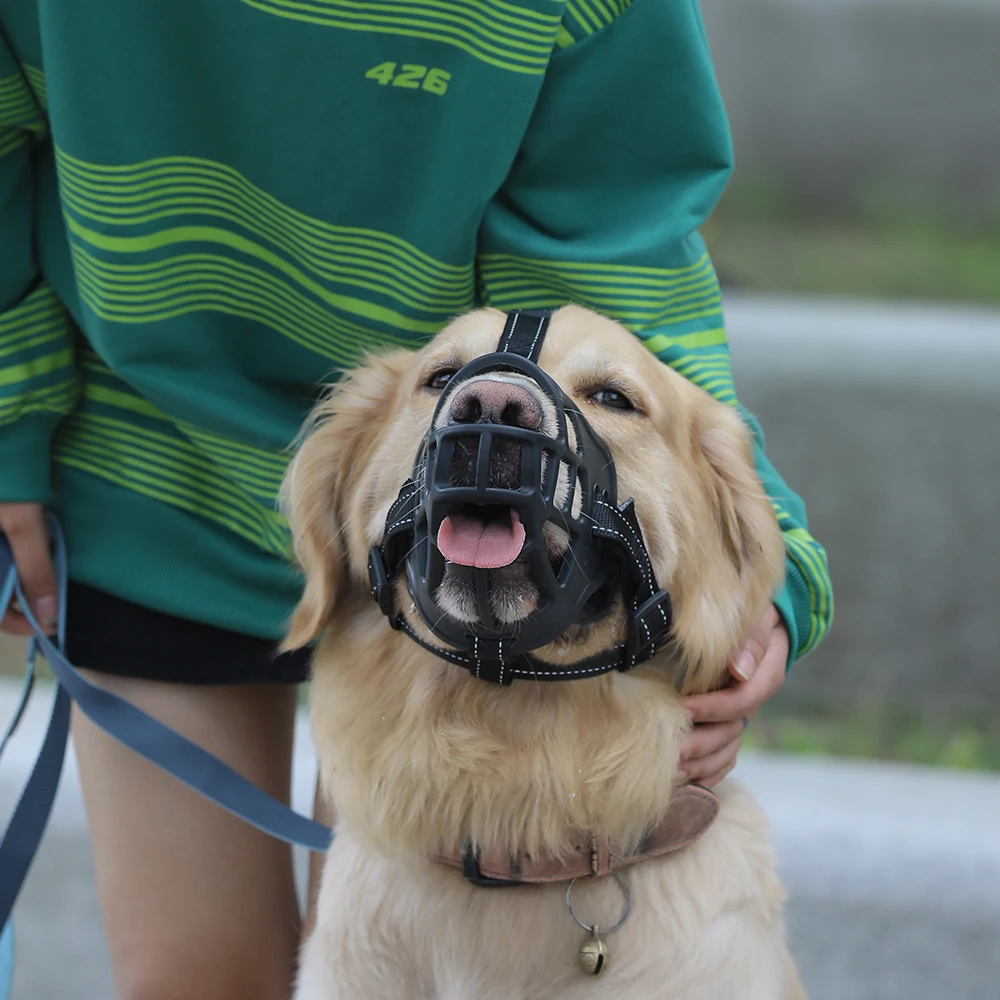 Hoopet Breathable Durable Muzzle For Large Dog Corgi Alaska Mask Golden Retriever Leash Harness Nylon Outing Pet Basket Supplier