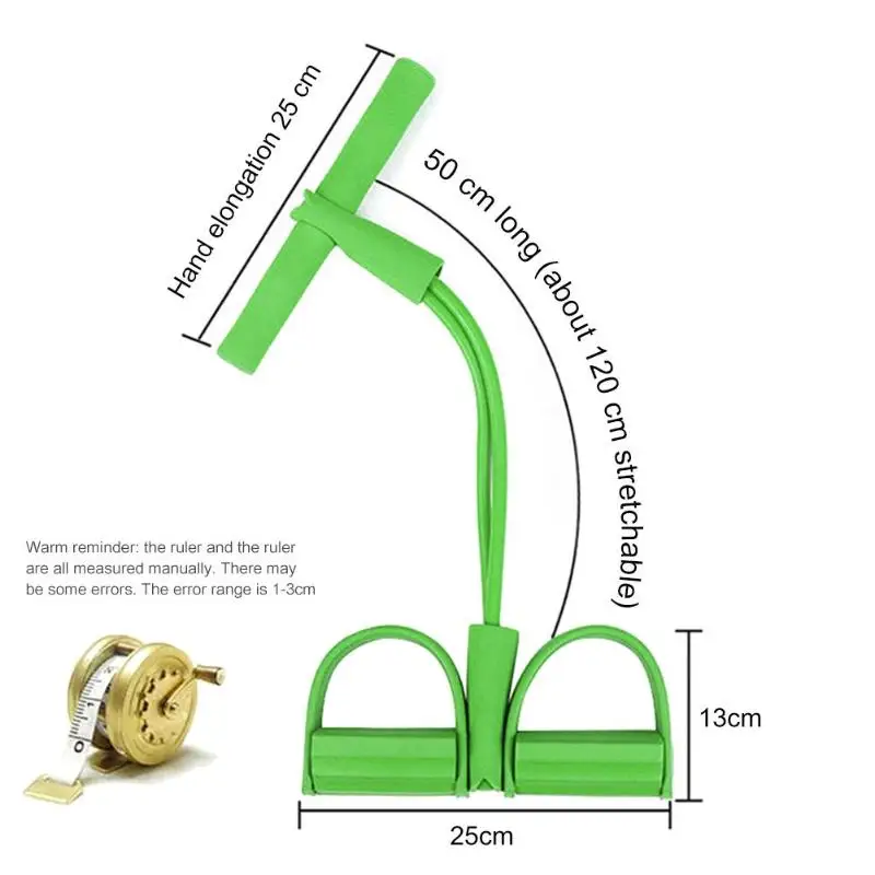 Прочная ножная педаль тяга веревка нежная текстура 2 трубки сопротивление группы тренажер для ног с педалями сидение тяга веревка оборудование для йоги - Цвет: Зеленый