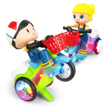 

Kids Toys Car 360 Degree Rotating Electric Stunt Tricycle Model Toy Car with LED Light Music Children Birthday Christmas Gifts