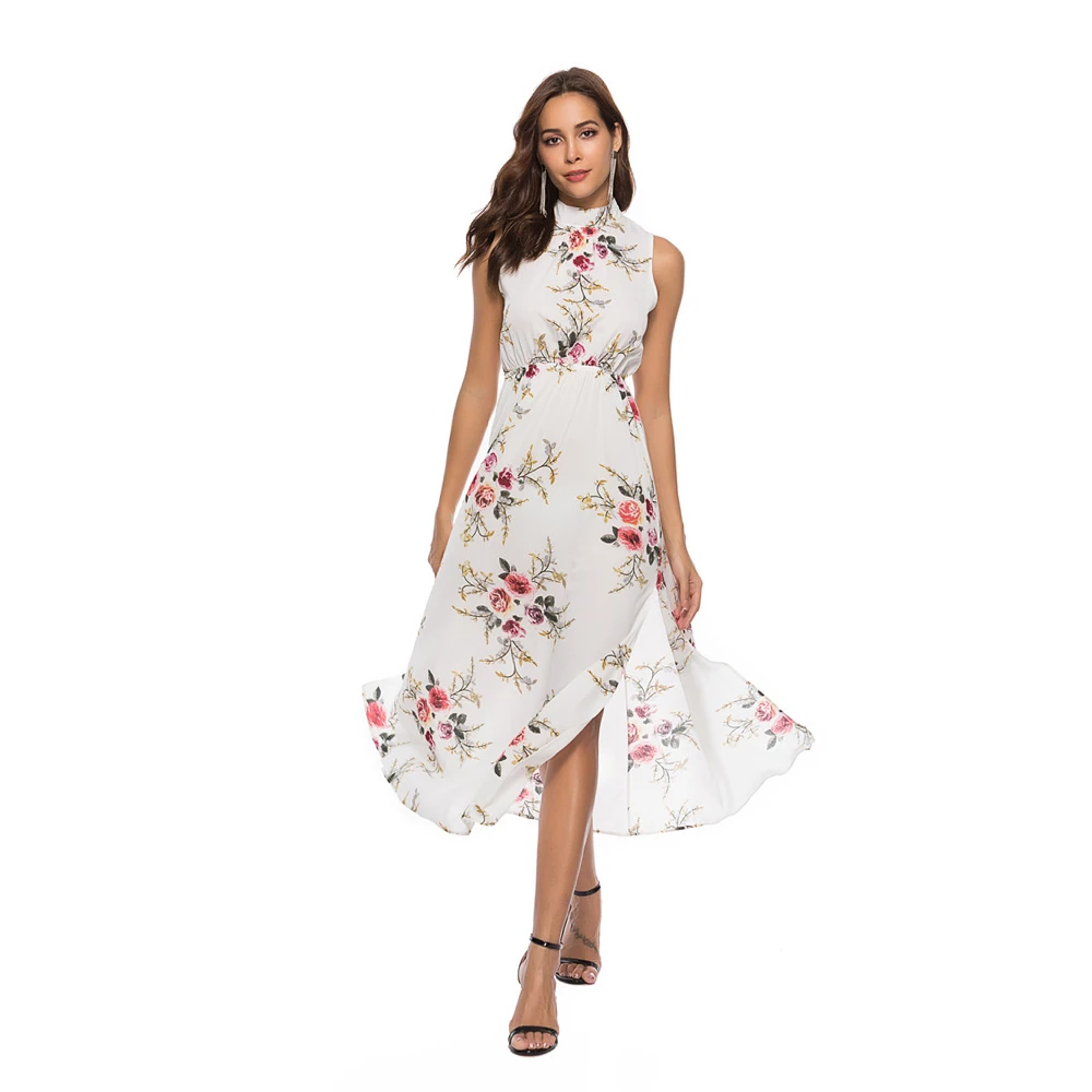 

sexy backless plus size floral dress women casual loose long summer dress sun beach party dress elegant clothes 2019 women dress