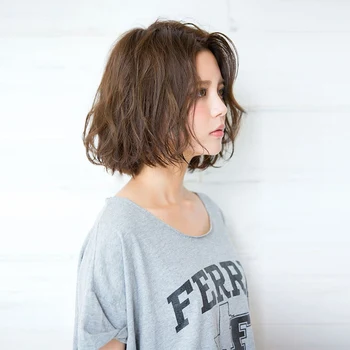 

DIANQI 14 inch colorful Short wavy short bob hair cut synthetic wigs for women heat resistant cosplay wigs nature color