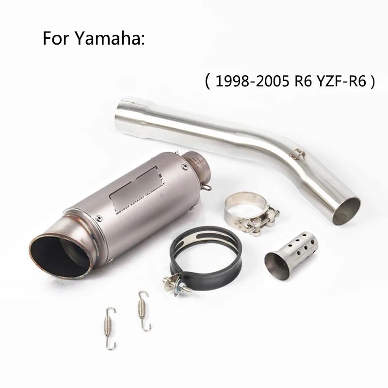 Для 1998-2005 Yamaha R6 YZF-R6 выхлопная труба мотоцикла Mid Pipe slip on 51 мм Глушитель со съемным Db Killer Escape steel