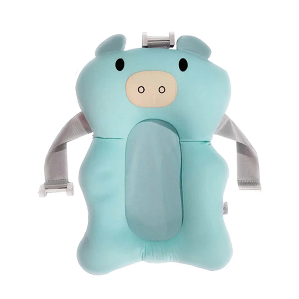 Мягкая воздушная подушка для душа, детская ванночка, подвешиваемый коврик для новорожденных детей, нескользящий, для кровати, безопасный Универсальный коврик, складной, поддерживающий ванну - Цвет: Light Blue Pig