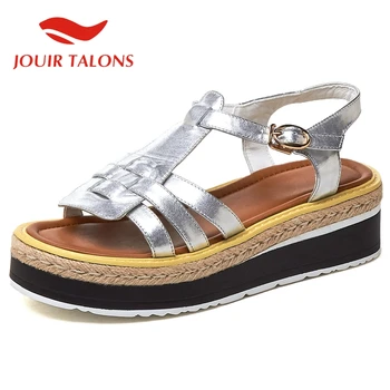 

JOUIR TALONS 2020 Dropship Genuine Leather Women Shoes Wedges Med Platform Summer Leisure Woman Sandals