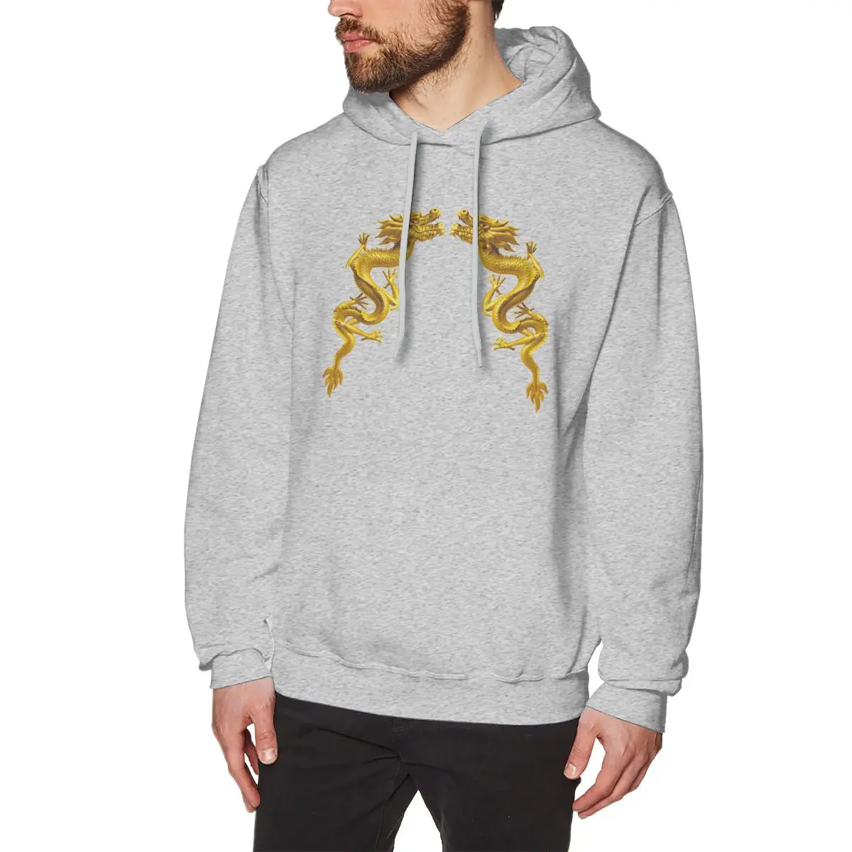 NOISYDESIGNS Fashion Men Hoodies Golden Chinese Dragon Casual Sweatshirts Boys Students Hip Hop Streetwear Sudadera Hombre