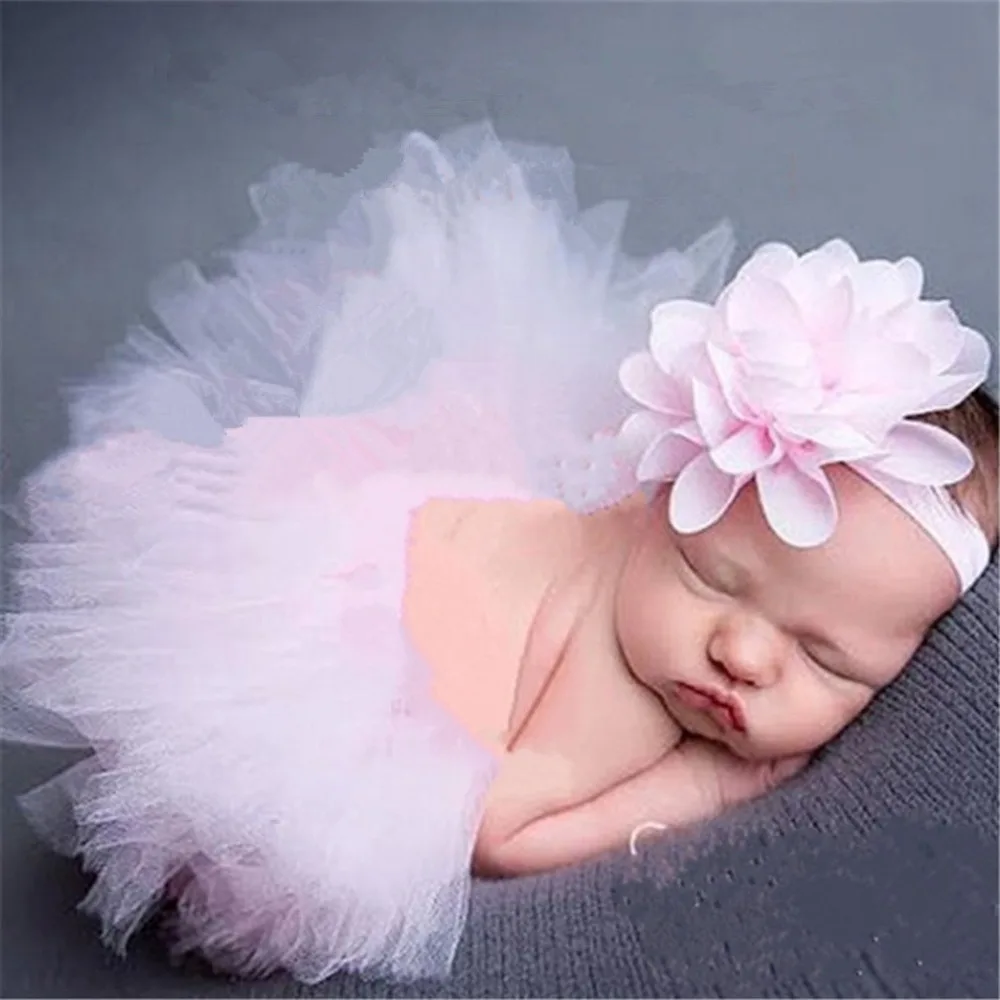 

1pcs Baby Girl Headband + Skirt Set Flower Shape Hair Bands Baby Headdress Newborn Photography Props Headwear Dress Accessories