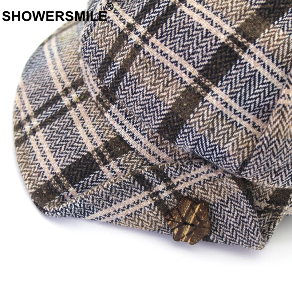 SHOWERSMILE с закруглёнными краями и пуговицей сверху кепки для женщин твид винтажные